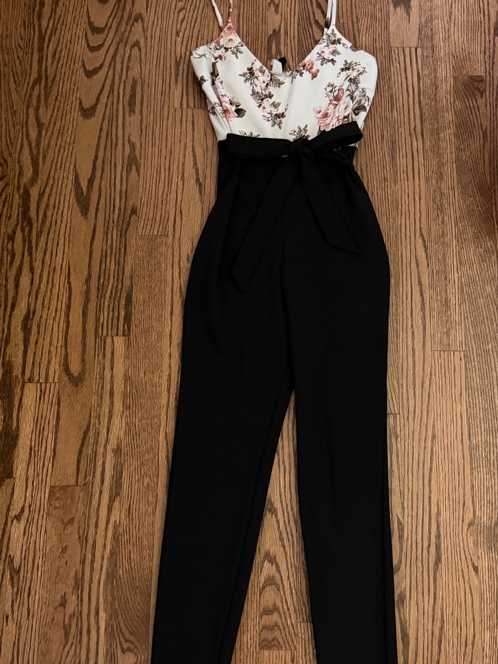 Windsor Cream Floral Bodice & Black High-Waist Jumpsuit